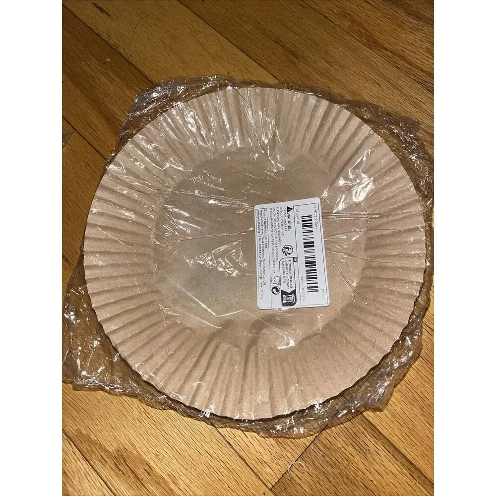 Package Of 100 6 Inch Brown Round Air Fryer Liners